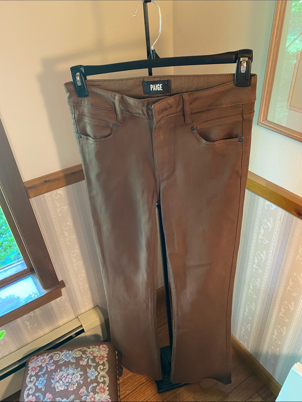 PAIGE Brown Wide-Leg Jeans — Flared Fit